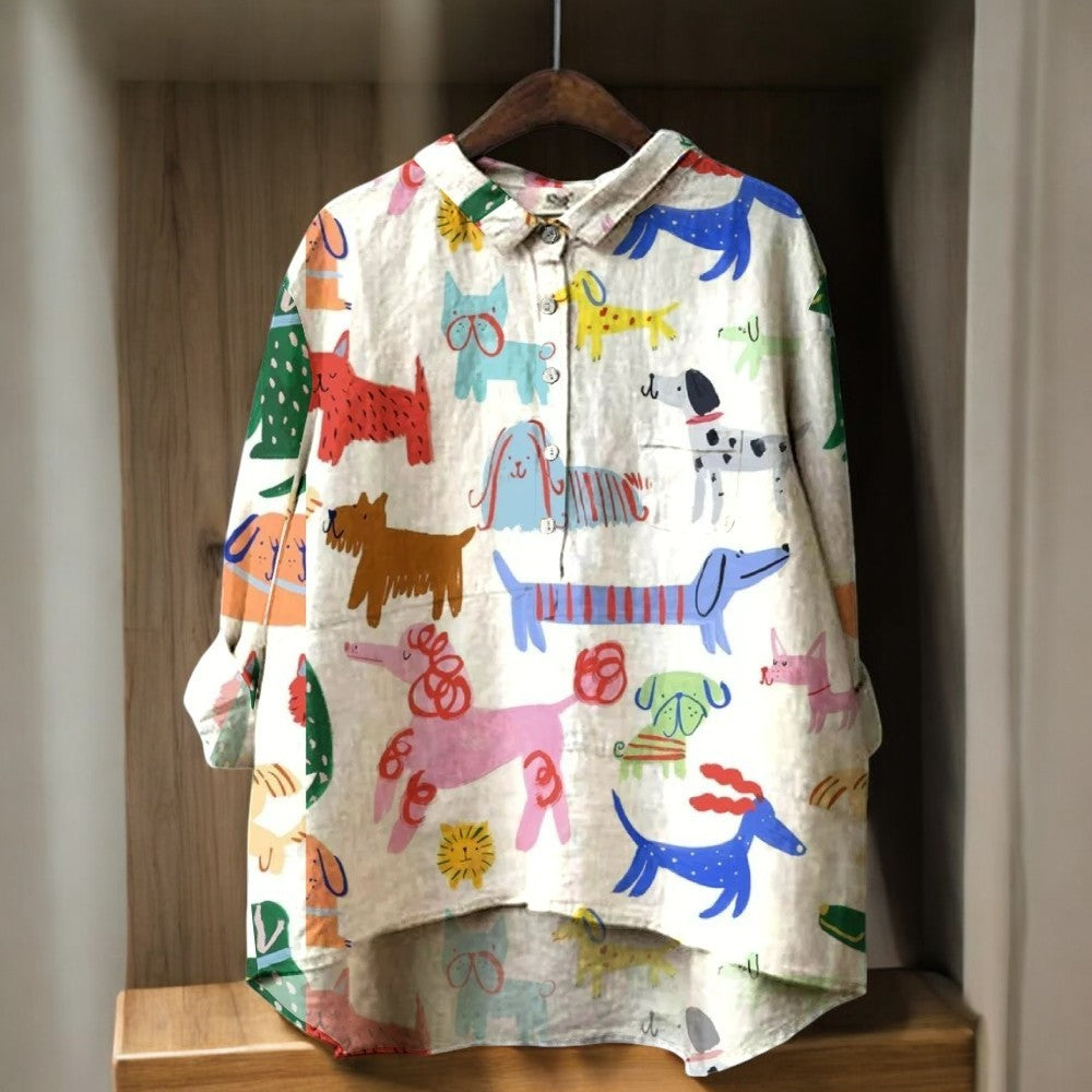 ELISA | Exclusieve Damesblouse met Hondenprint