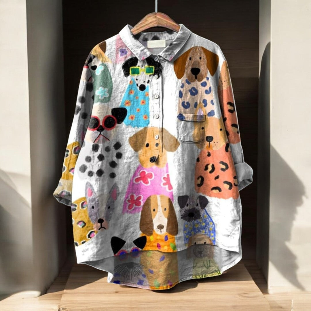 ELISA | Exclusieve Damesblouse met Hondenprint