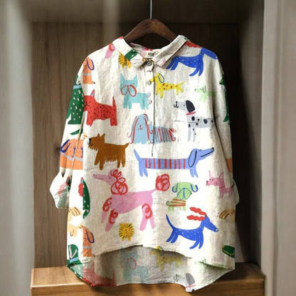 ELISA | Exclusieve Damesblouse met Hondenprint