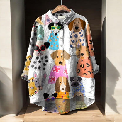 ELISA | Exclusieve Damesblouse met Hondenprint