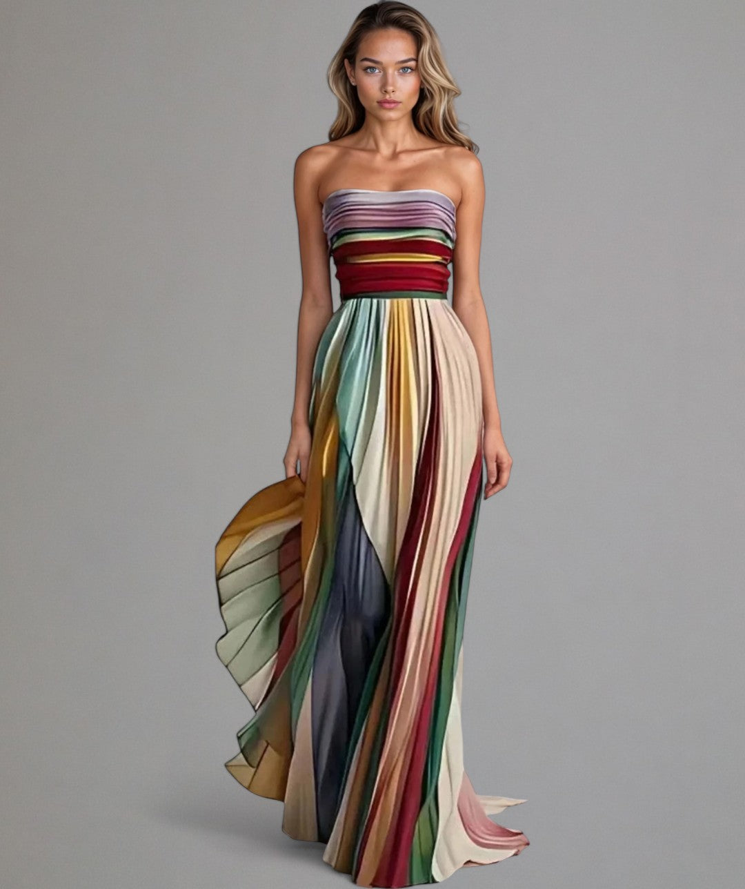 NOVA | Kleurrijke strapless jurk